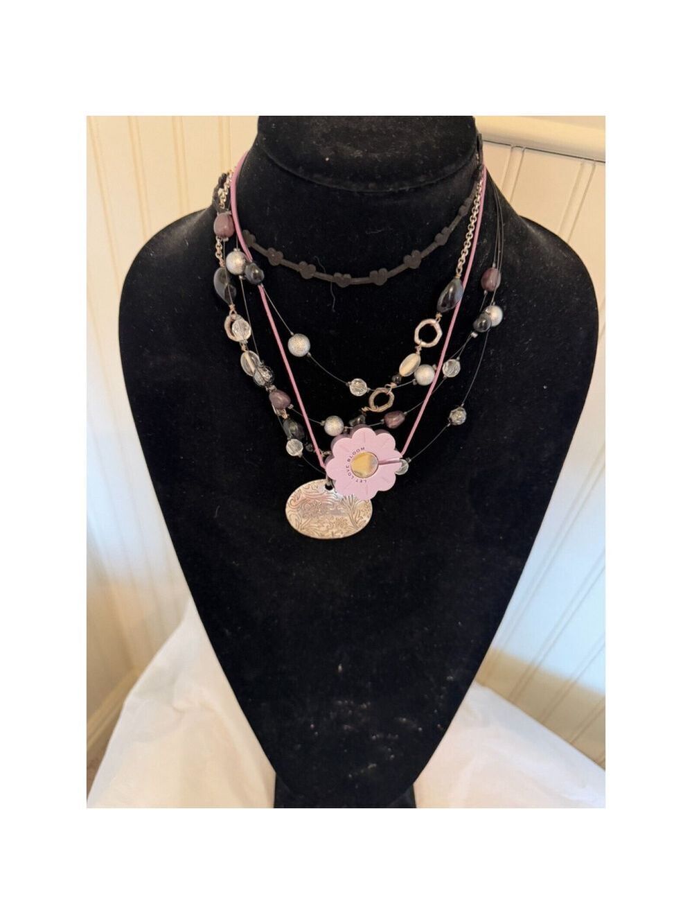 Lia Sophia Outlaw Retired Necklace Filigree Style Floating Bead Necklace lot